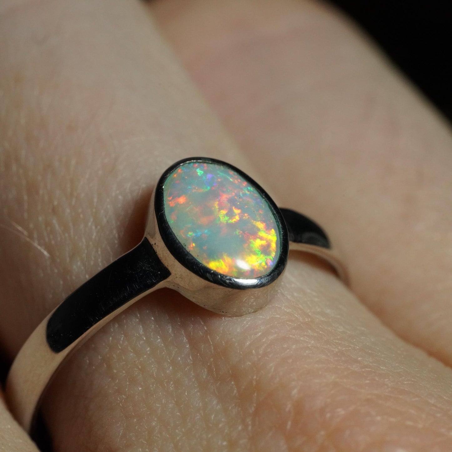 Australian Opal Ring | Sterling Silver | Size 7