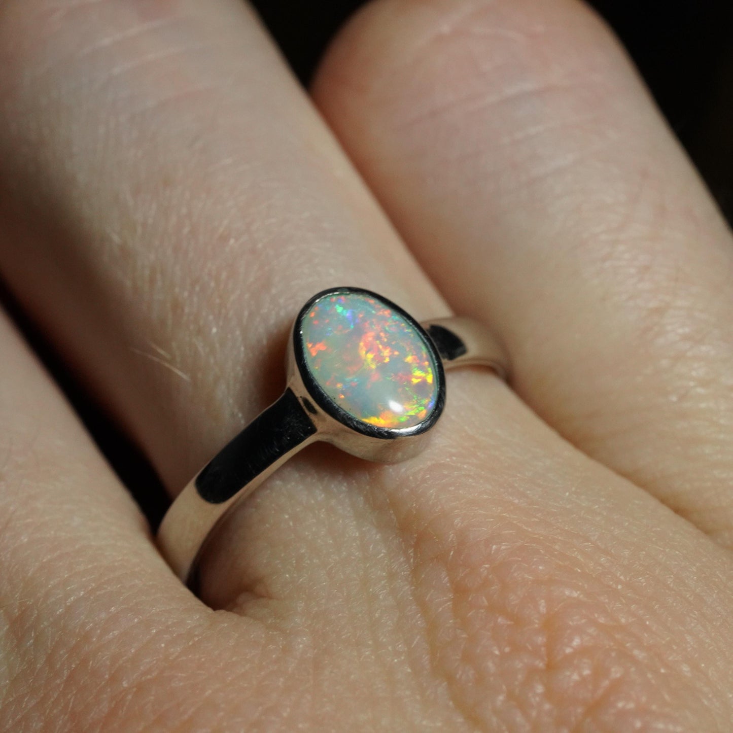 Australian Opal Ring | Sterling Silver | Size 7