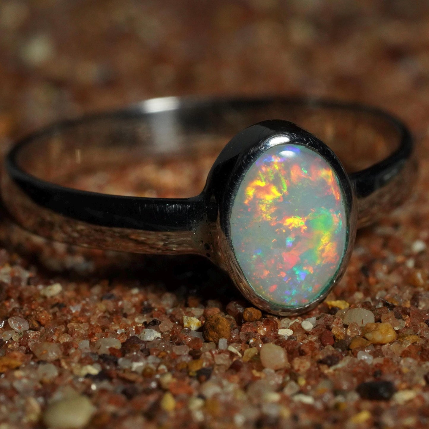 Australian Opal Ring | Sterling Silver | Size 7