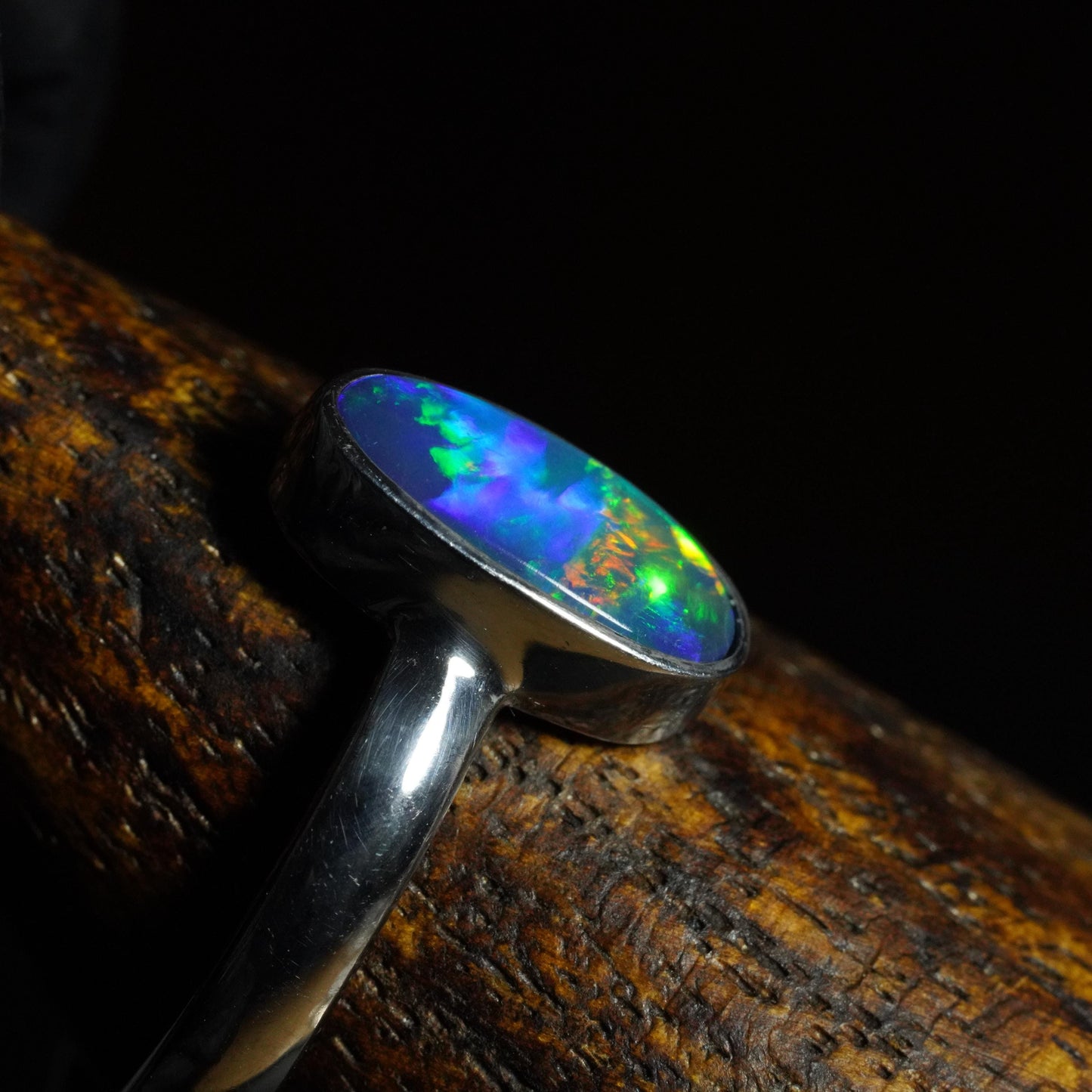 Australian Opal Doublet Ring | Sterling Silver | Size 7
