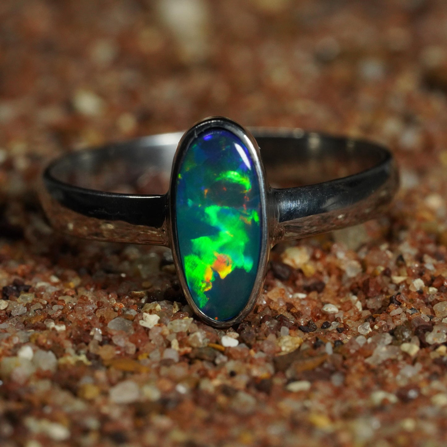 Australian Opal Doublet Ring | Sterling Silver | Size 7