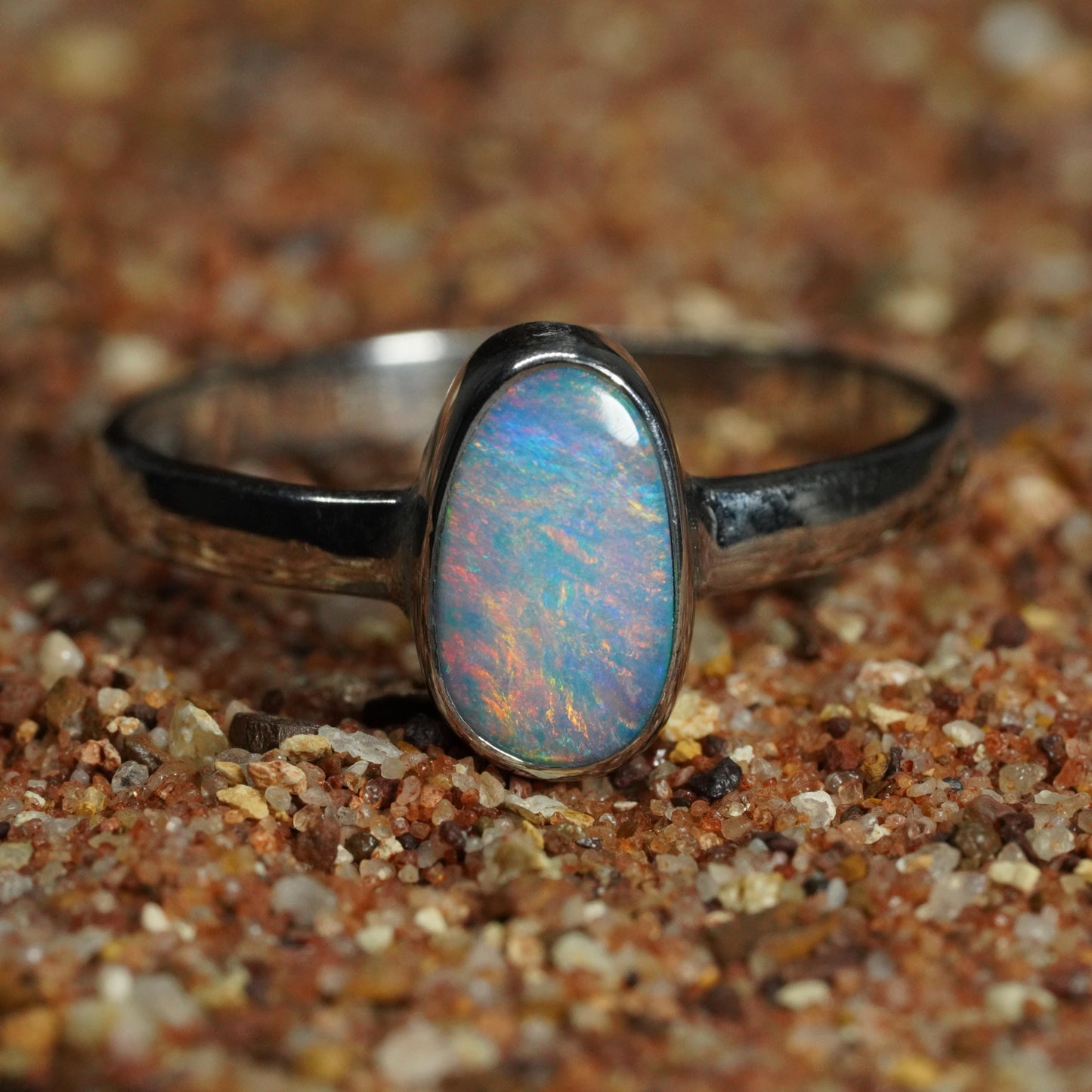 Australian Opal Doublet Ring | Sterling Silver | Size 7