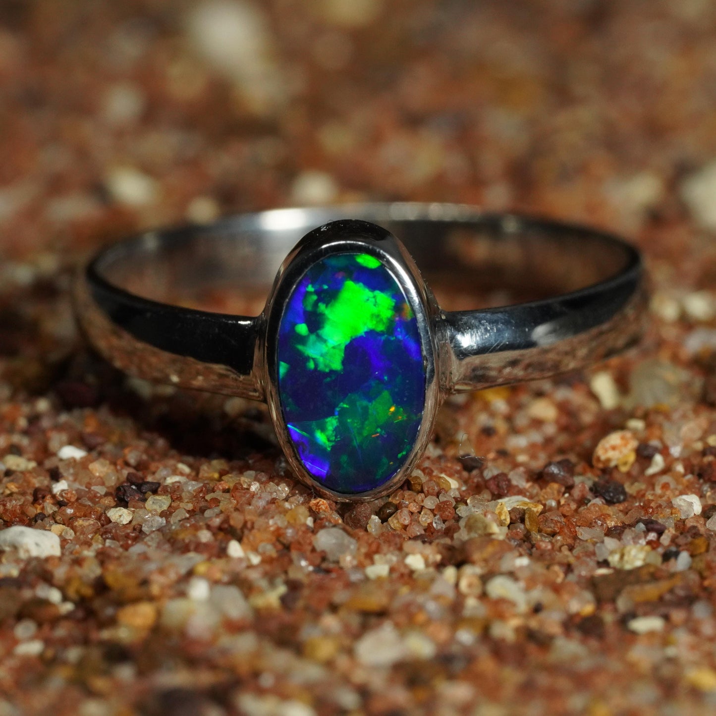 Australian Opal Doublet Ring | Sterling Silver | Size 7