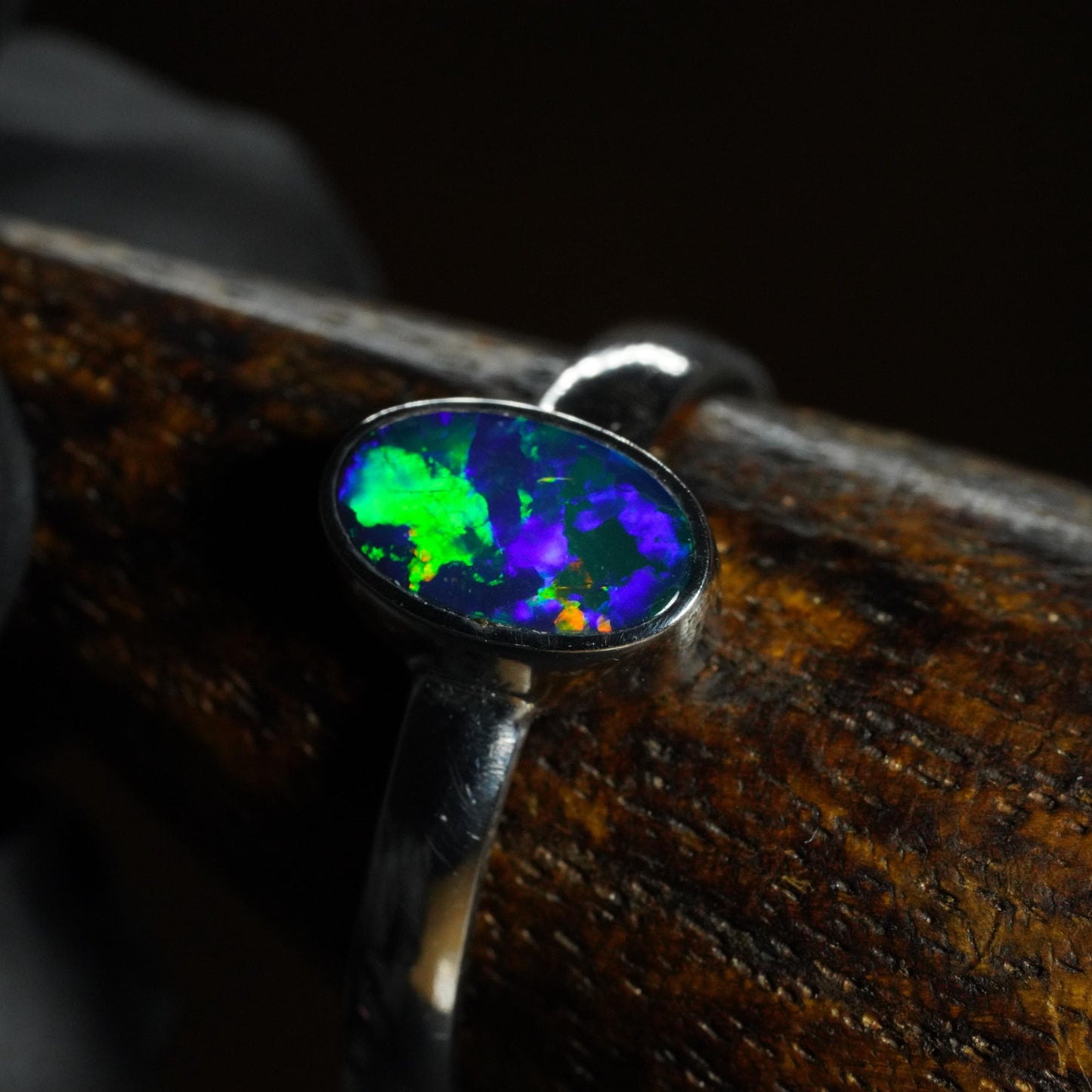 Australian Opal Doublet Ring | Sterling Silver | Size 7