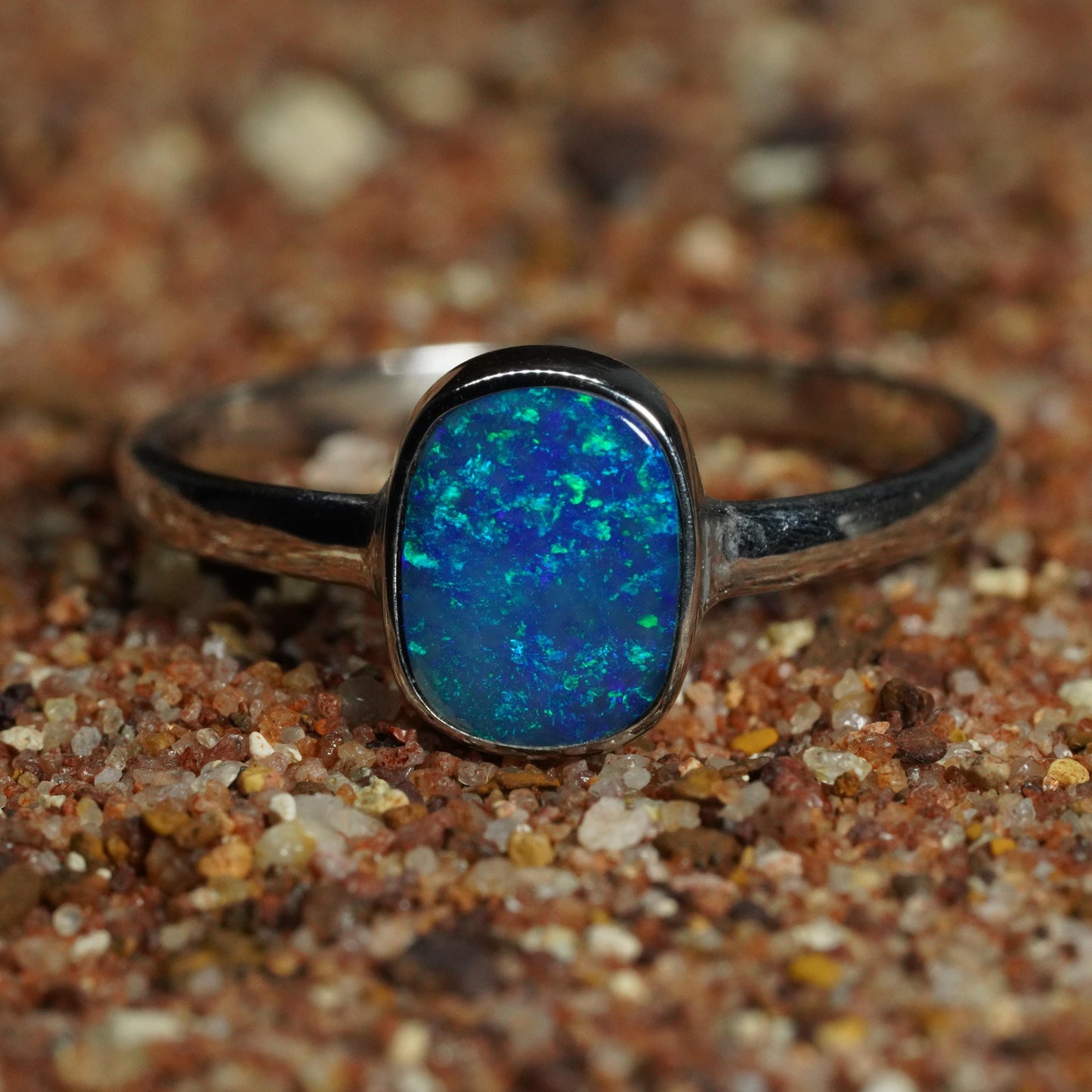 Australian Opal Doublet Ring | Sterling Silver | Size 7