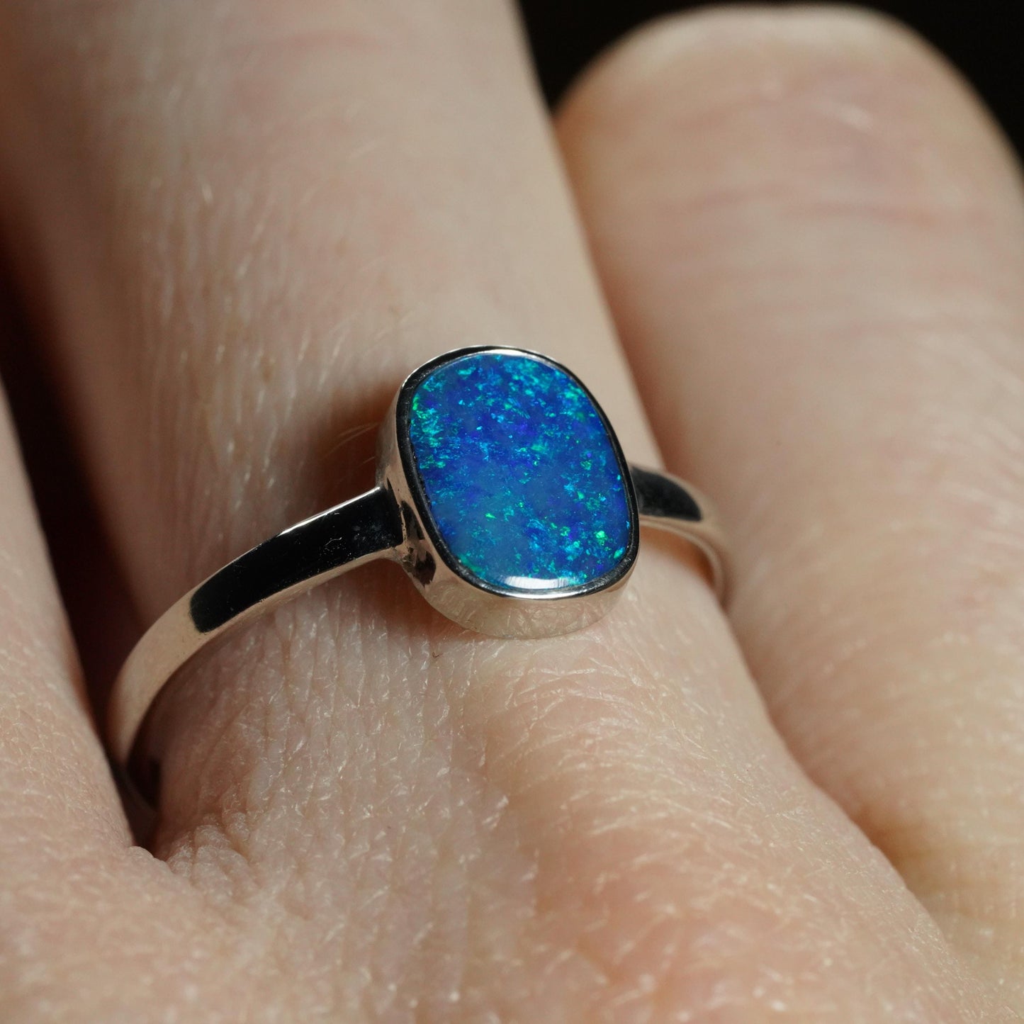 Australian Opal Doublet Ring | Sterling Silver | Size 7