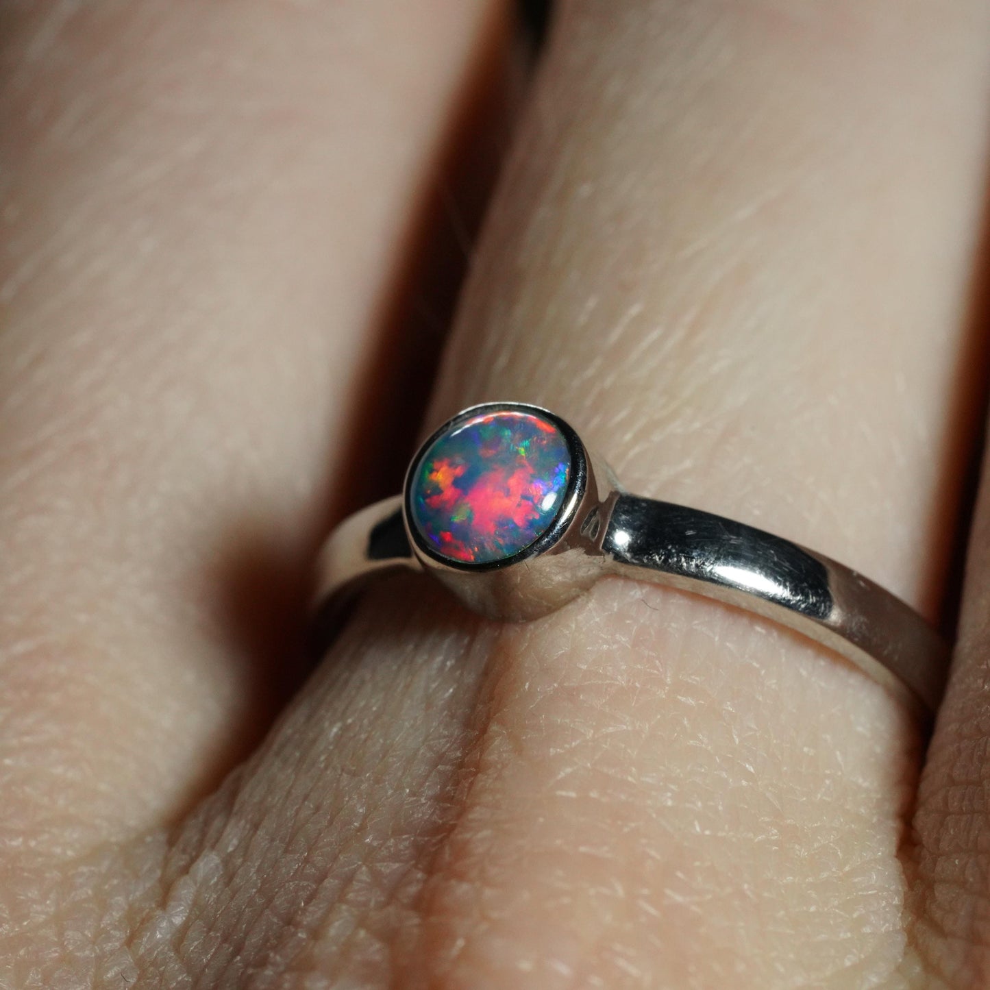 Australian Opal Doublet Ring | Sterling Silver | Size 7