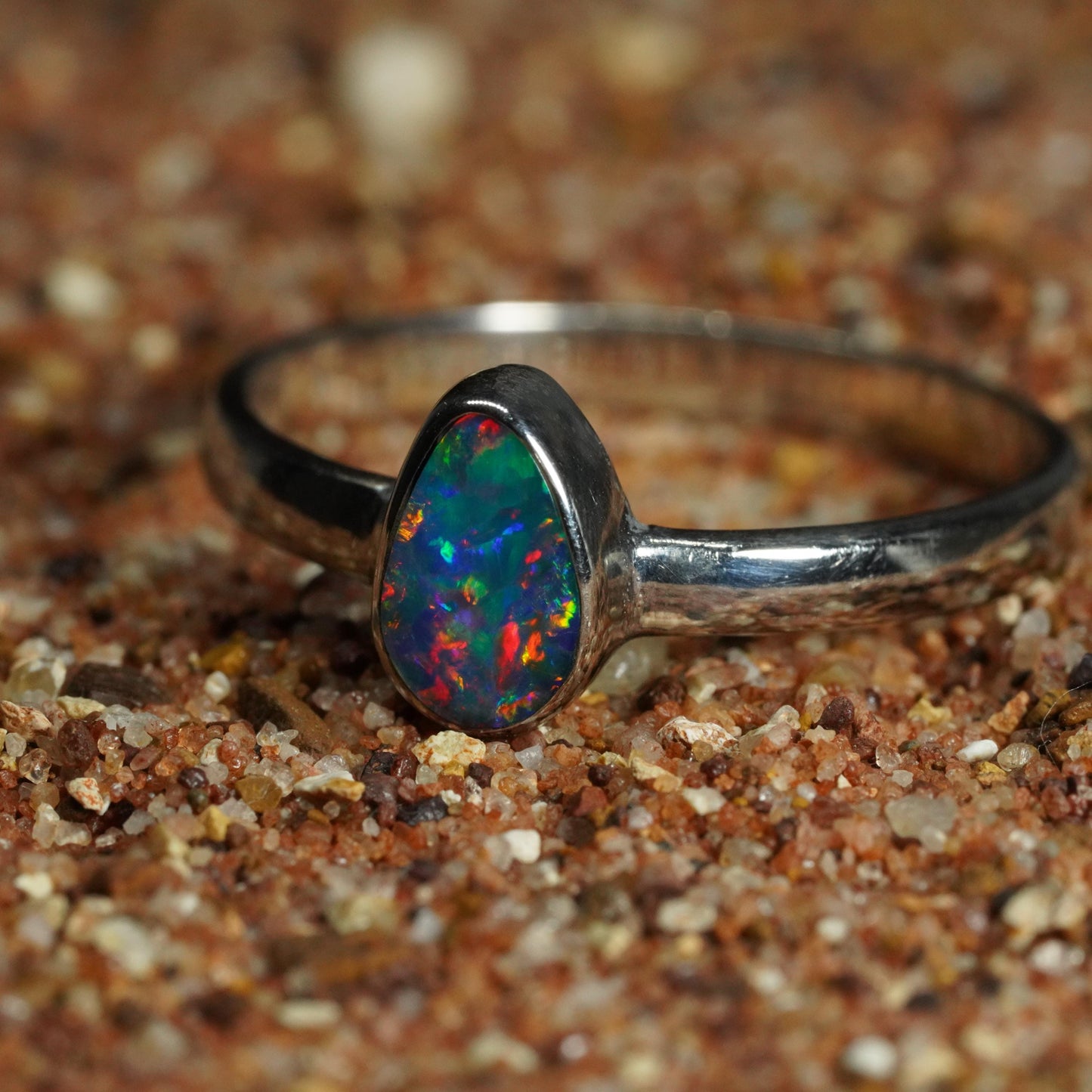 Australian Opal Doublet Ring | Sterling Silver | Size 7