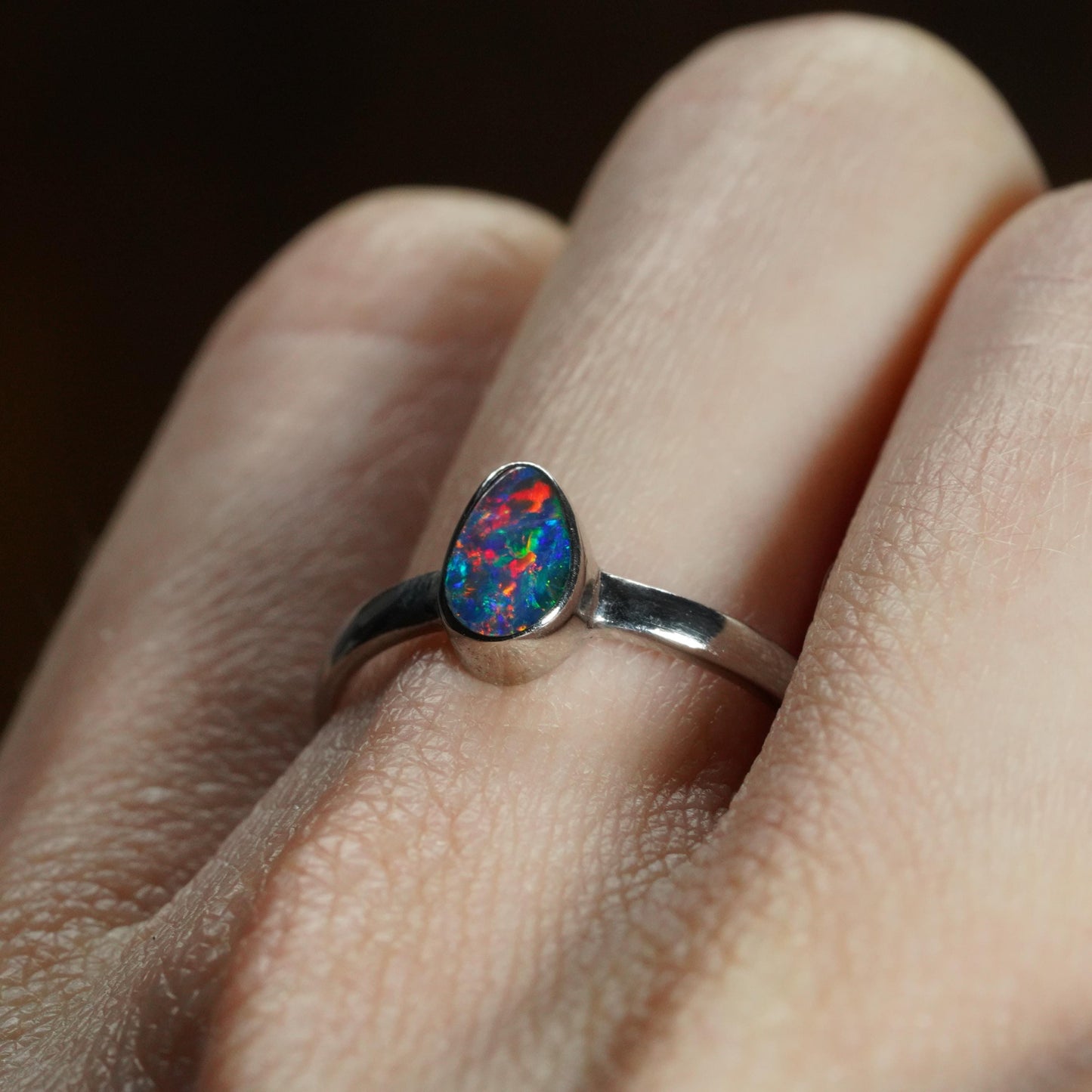 Australian Opal Doublet Ring | Sterling Silver | Size 7
