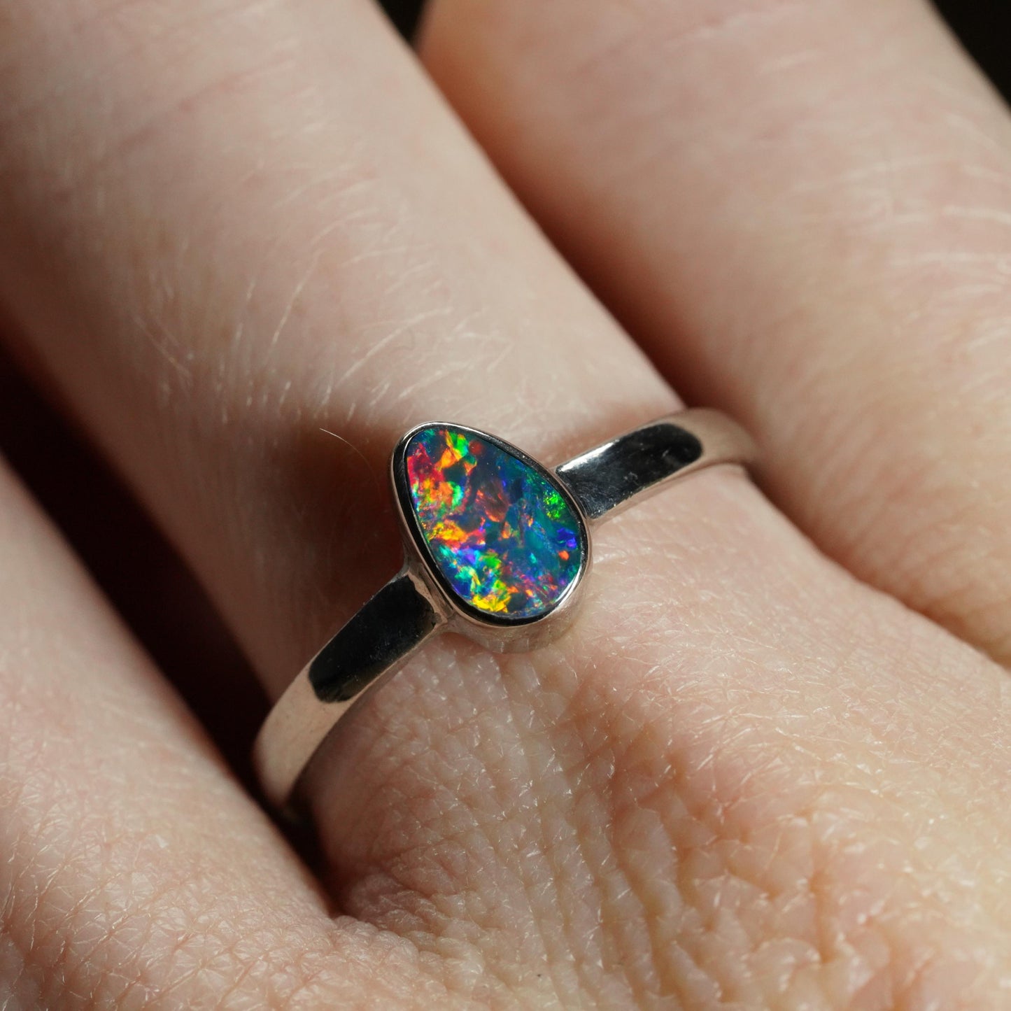 Australian Opal Doublet Ring | Sterling Silver | Size 7