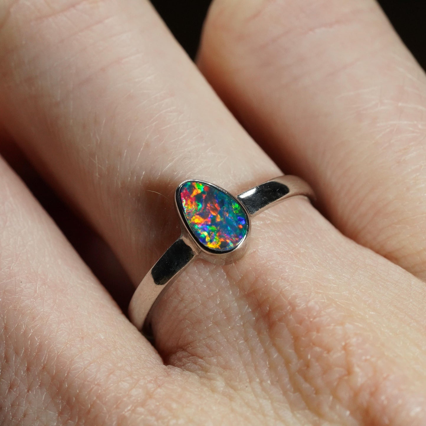 Australian Opal Doublet Ring | Sterling Silver | Size 7