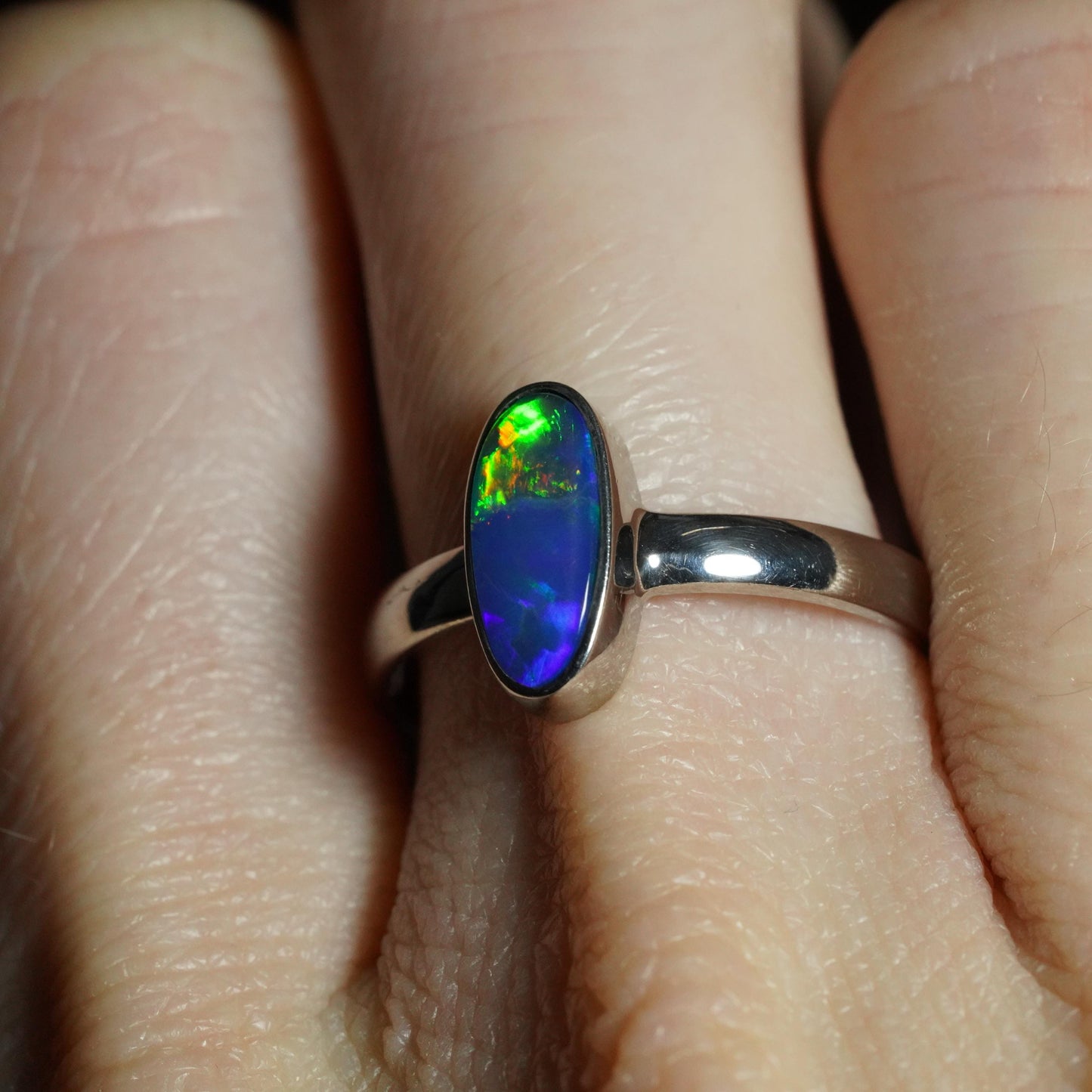 Australian Opal Doublet Ring | Sterling Silver | Size 7