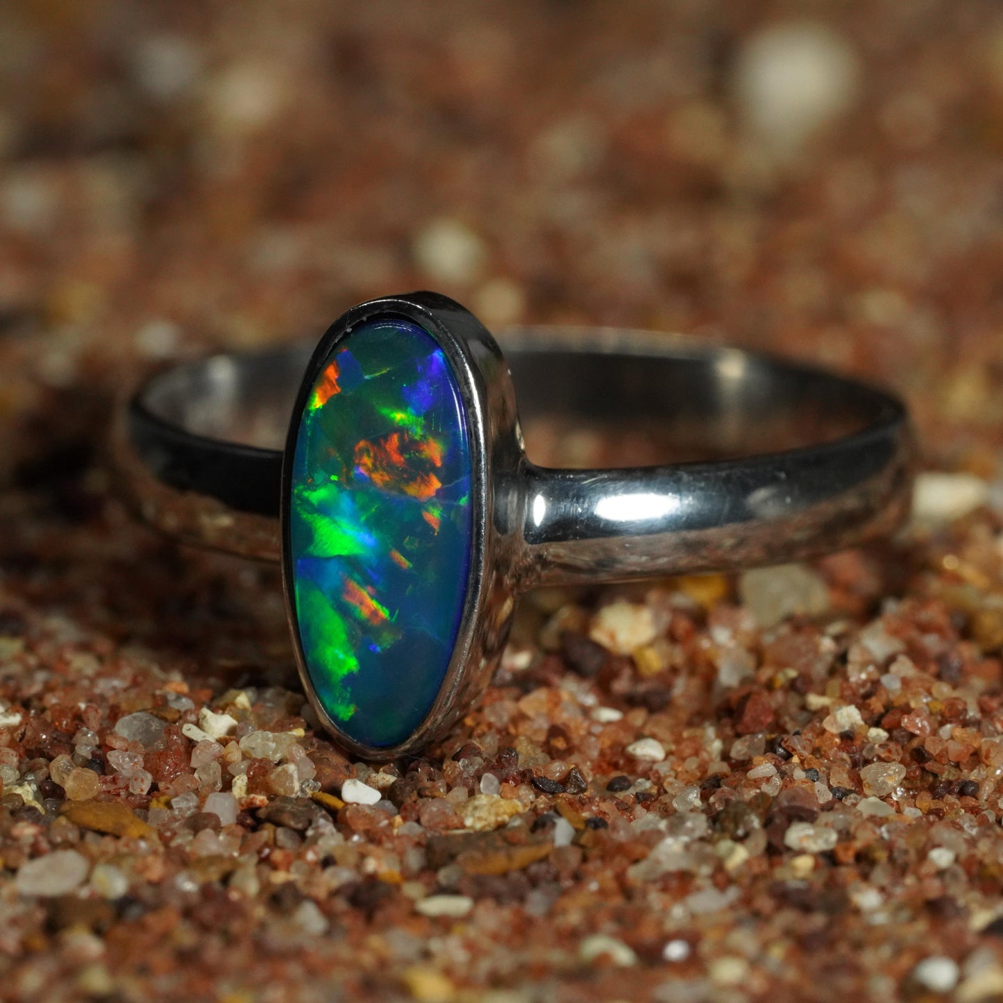 Australian Opal Doublet Ring | Sterling Silver | Size 7