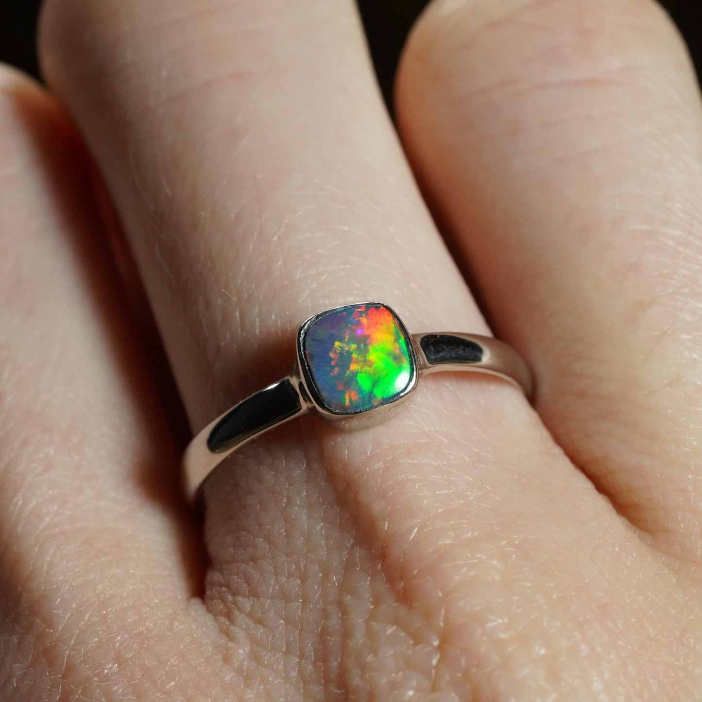 Australian Opal Doublet Ring | Sterling Silver | Size 7