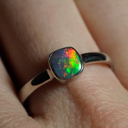 Australian Opal Doublet Ring | Sterling Silver | Size 7