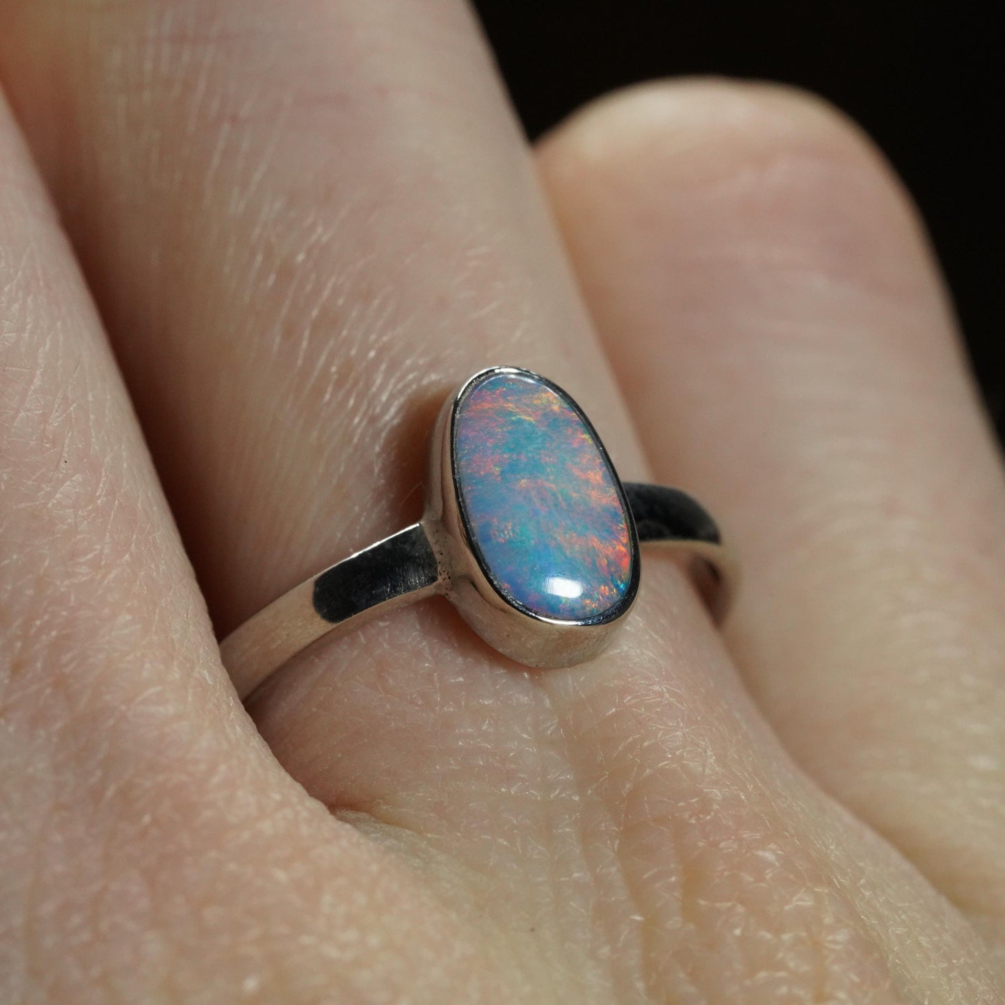 Australian Opal Doublet Ring | Sterling Silver | Size 7