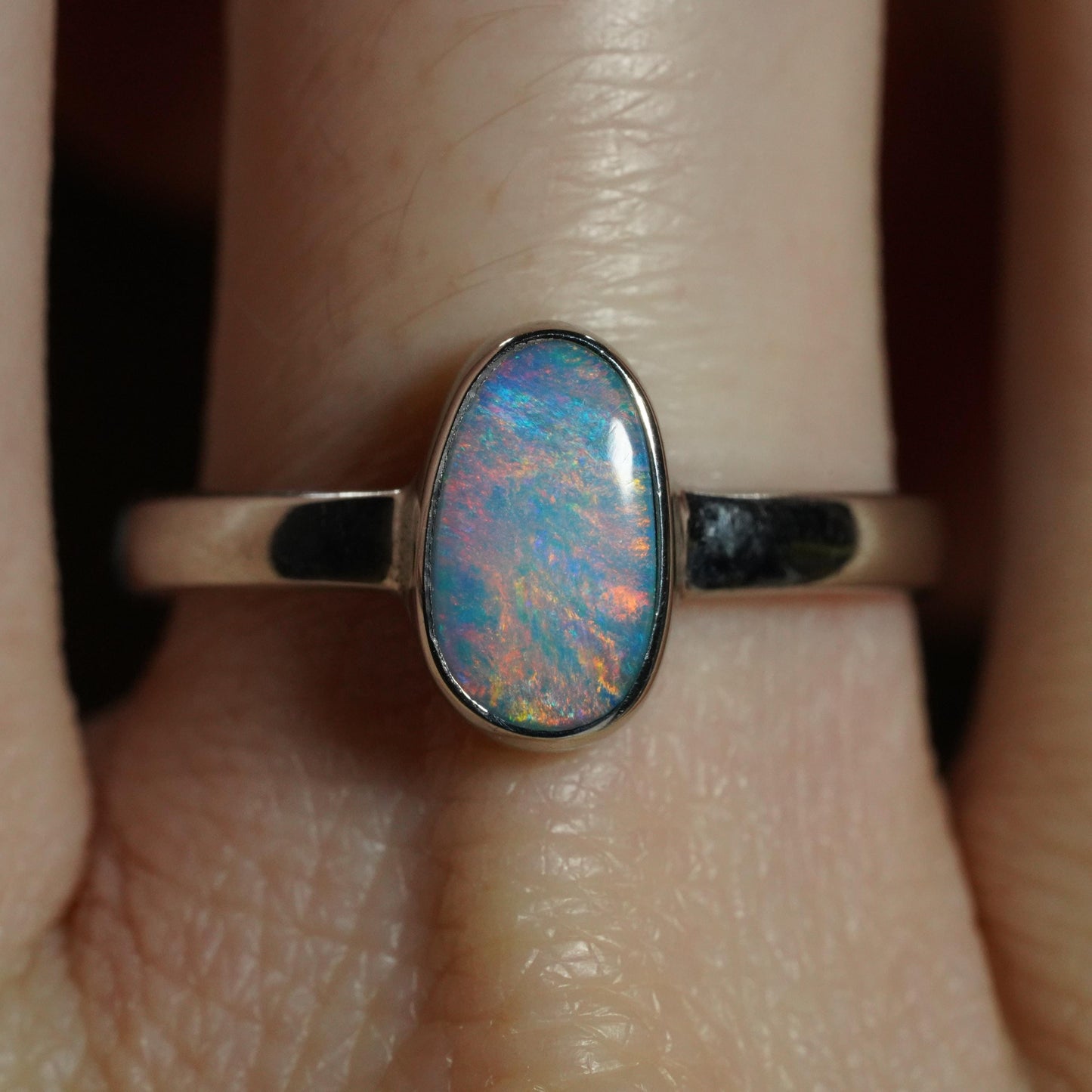 Australian Opal Doublet Ring | Sterling Silver | Size 7