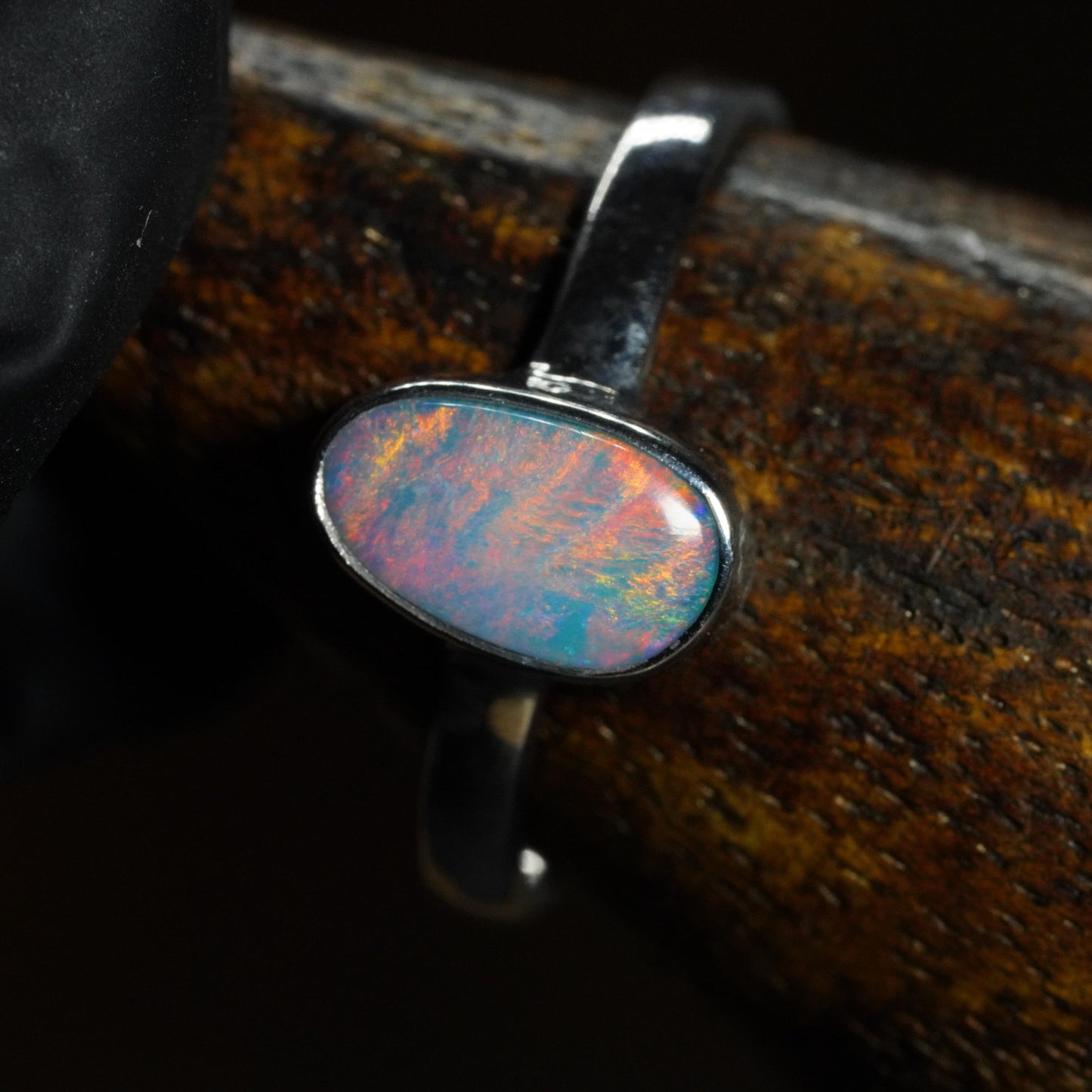 Australian Opal Doublet Ring | Sterling Silver | Size 7