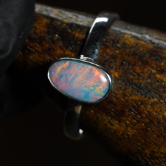 Australian Opal Doublet Ring | Sterling Silver | Size 7