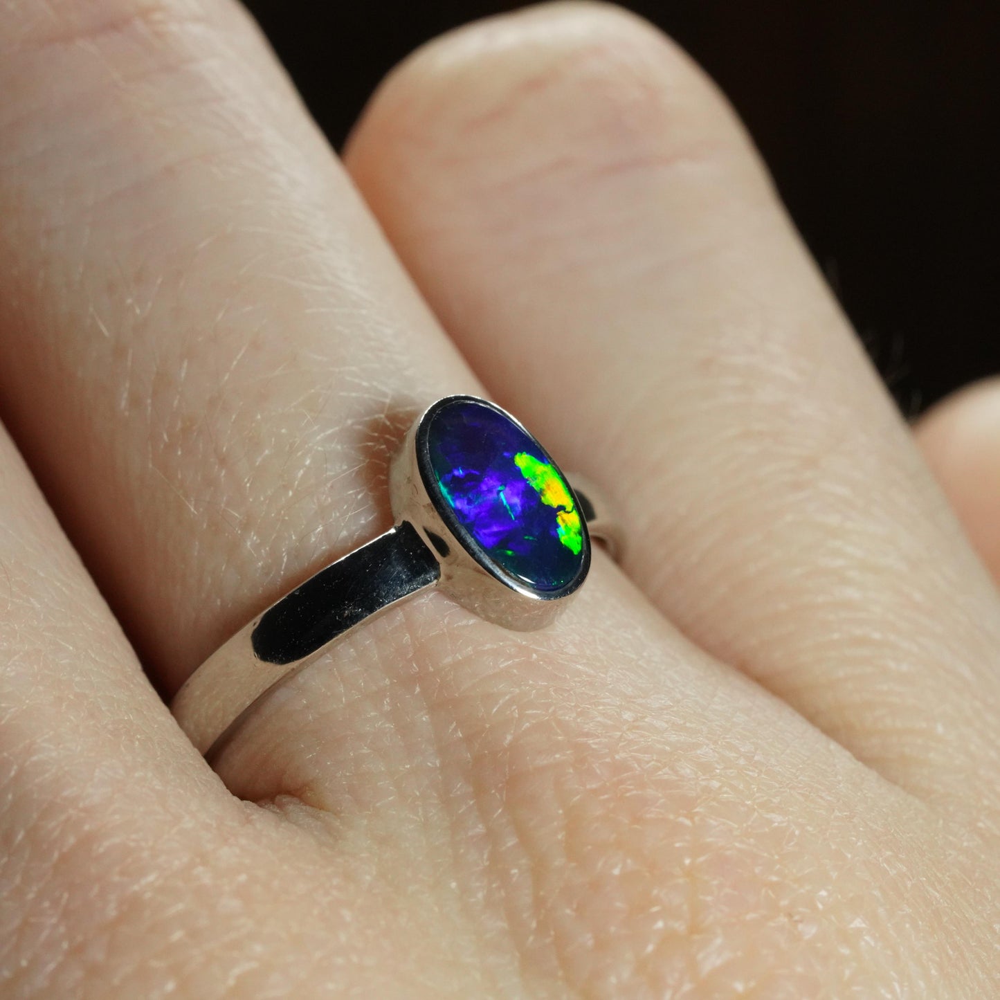 Australian Opal Doublet Ring | Sterling Silver | Size 7