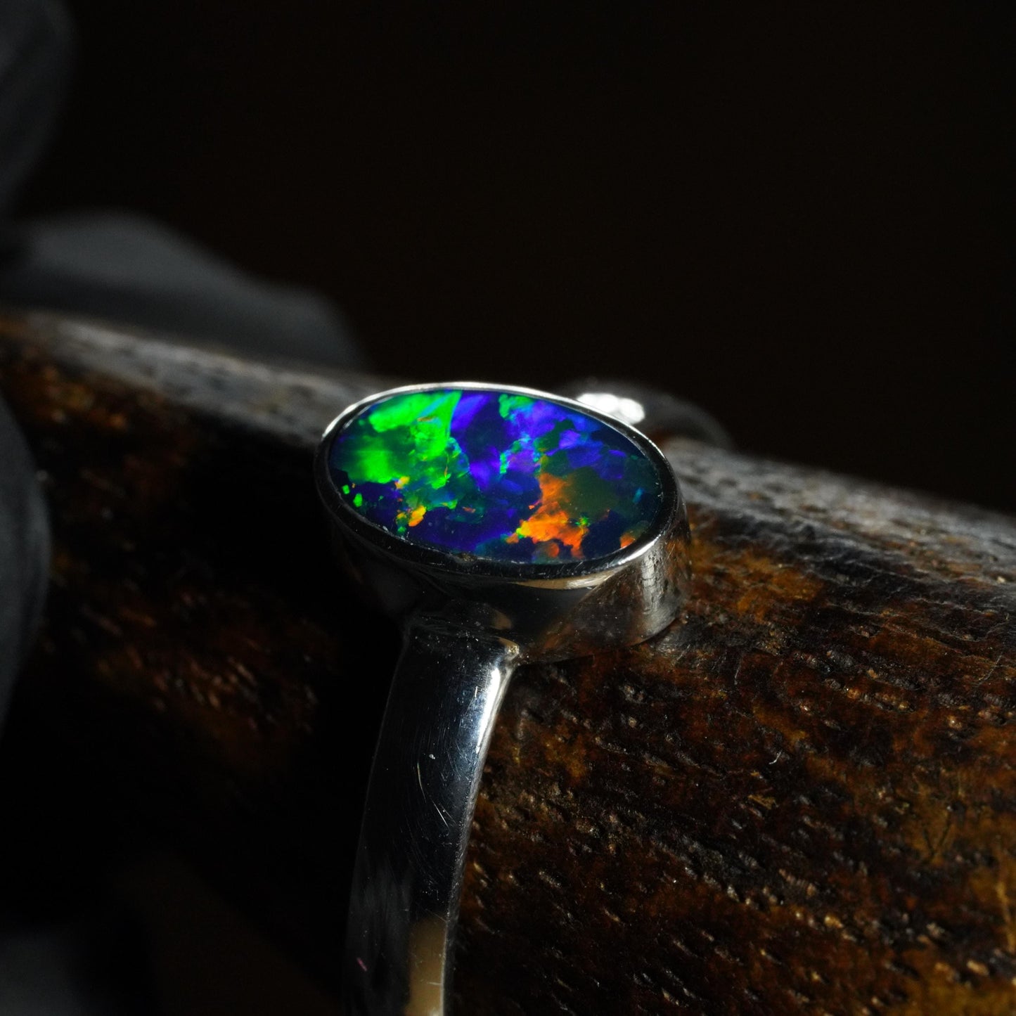 Australian Opal Doublet Ring | Sterling Silver | Size 7