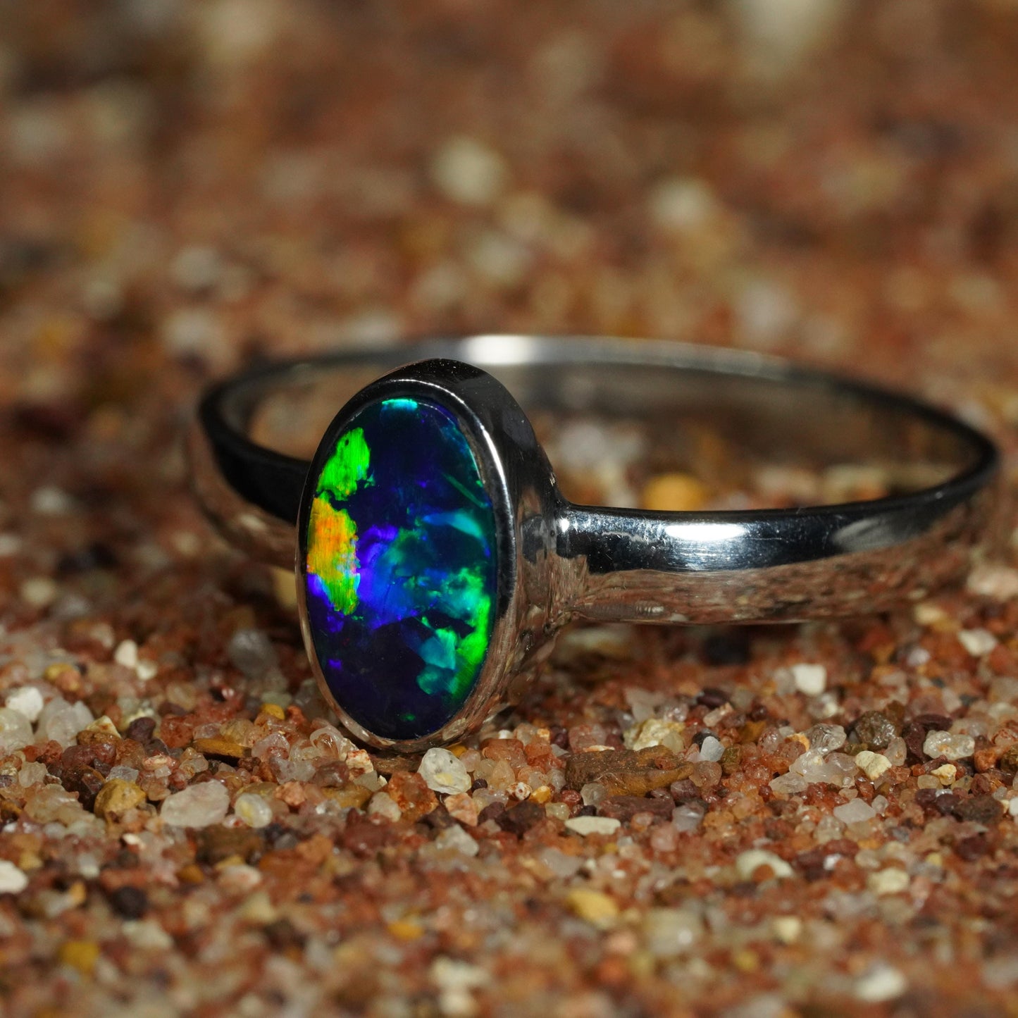Australian Opal Doublet Ring | Sterling Silver | Size 7