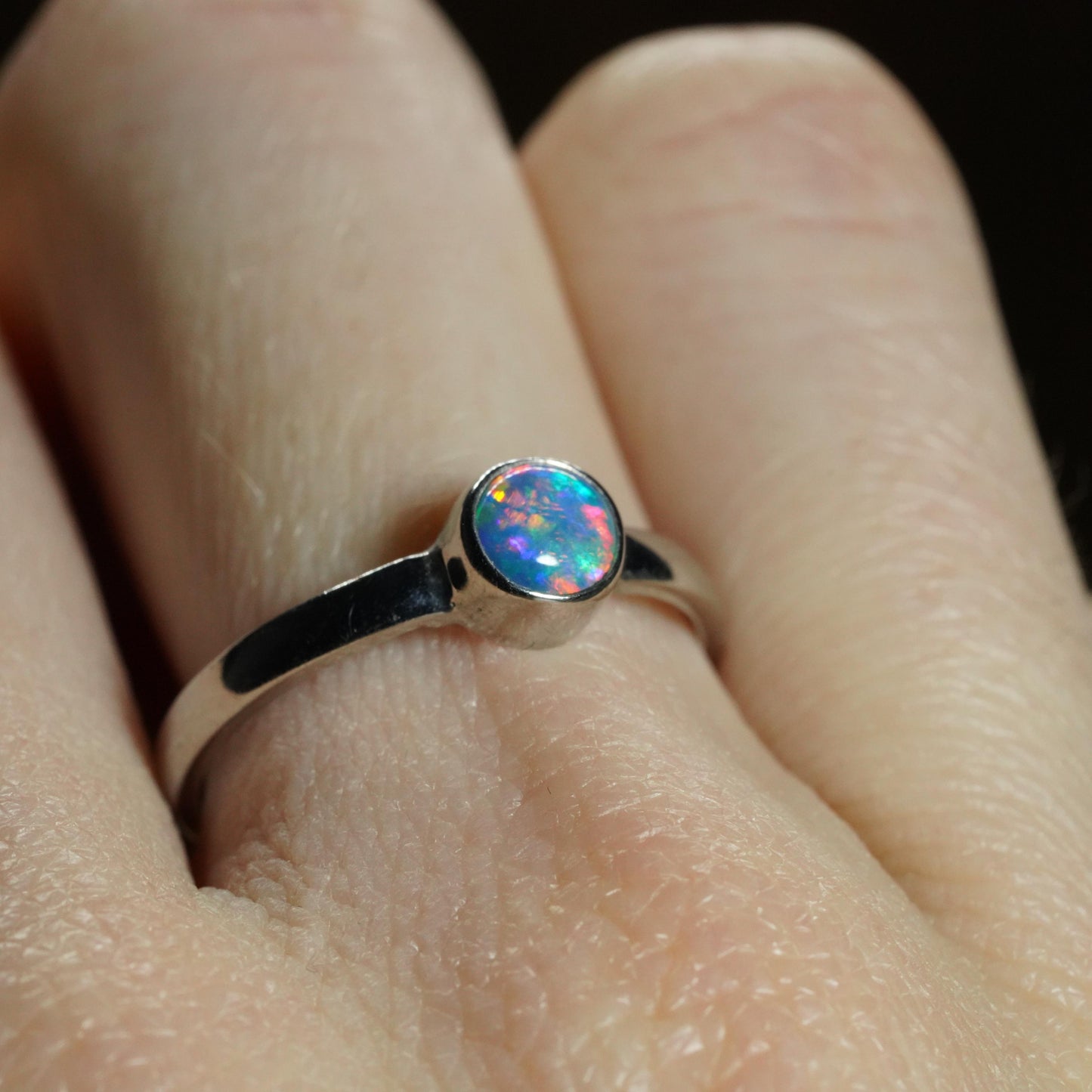 Australian Opal Doublet Ring | Sterling Silver | Size 7