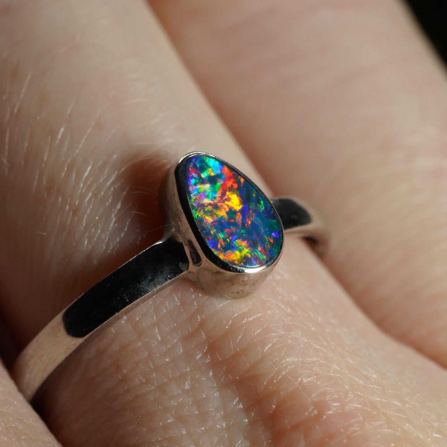 Australian Opal Doublet Ring | Sterling Silver | Size 7