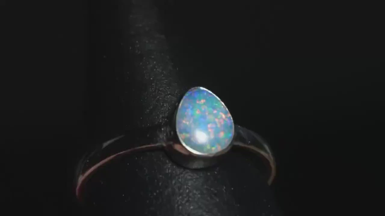 Australian Opal Doublet Silver Ring Size 6 US | Natural Unique Colourful Opal | Gift For Women October Birthstone